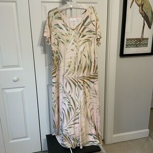 Kim Gravel Tropical Leaf Print Maxi Dress